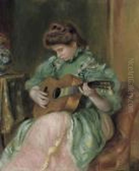 Femme A La Guitare Oil Painting by Pierre Auguste Renoir