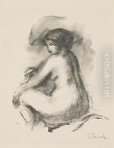 Etude De Femme Nue, Assise, From Douze Lithographies... (d.; S. 42), 1904 Oil Painting by Pierre Auguste Renoir