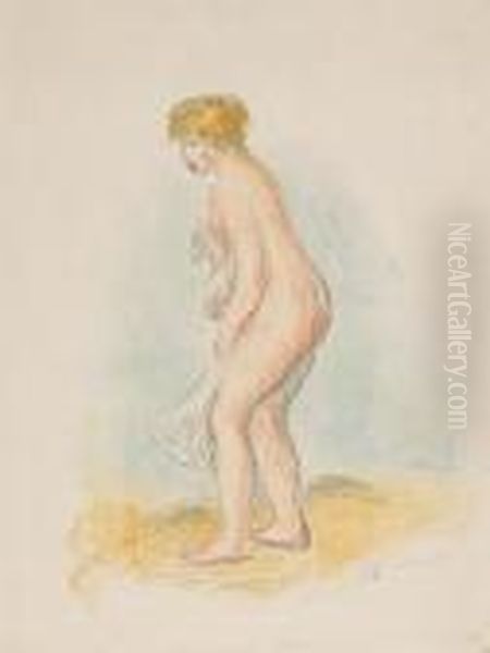 Baigneuse, Debout, En Pied (d.; S. 28), 1896 Oil Painting by Pierre Auguste Renoir