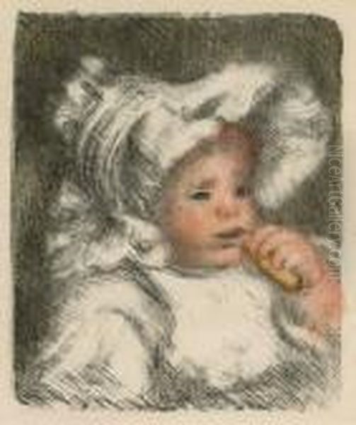 L'enfant Au Biscuit (jean Renoir) (d.; S. 31) Oil Painting by Pierre Auguste Renoir