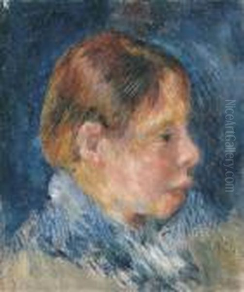 Portrait D'un Enfant A La Veste Bleue Oil Painting by Pierre Auguste Renoir