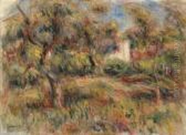 Paysage A La Cabane Oil Painting by Pierre Auguste Renoir