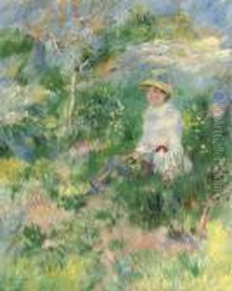 L'ete; Jeune Femme Dans Un Champ Fleuri Oil Painting by Pierre Auguste Renoir