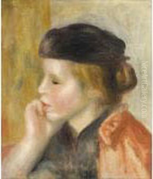 Jeune Fille A La Toque Oil Painting by Pierre Auguste Renoir