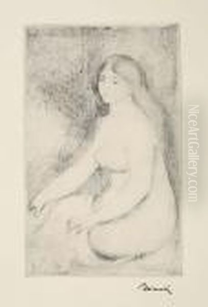 La Baigneuse Assise Oil Painting by Pierre Auguste Renoir