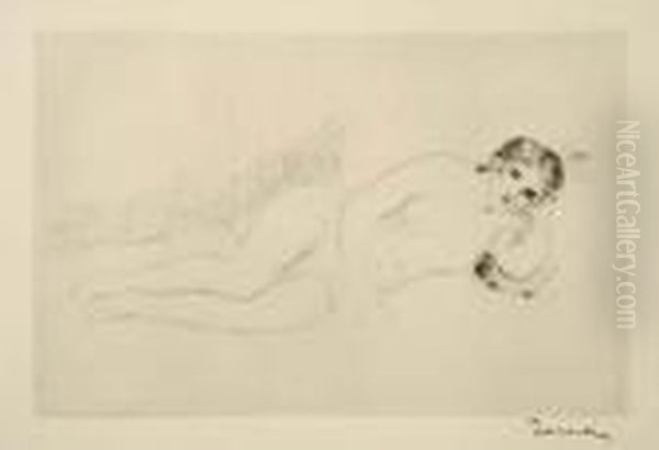 Femme Nue Couchee (tournee A Droite), 1re Planche. Oil Painting by Pierre Auguste Renoir