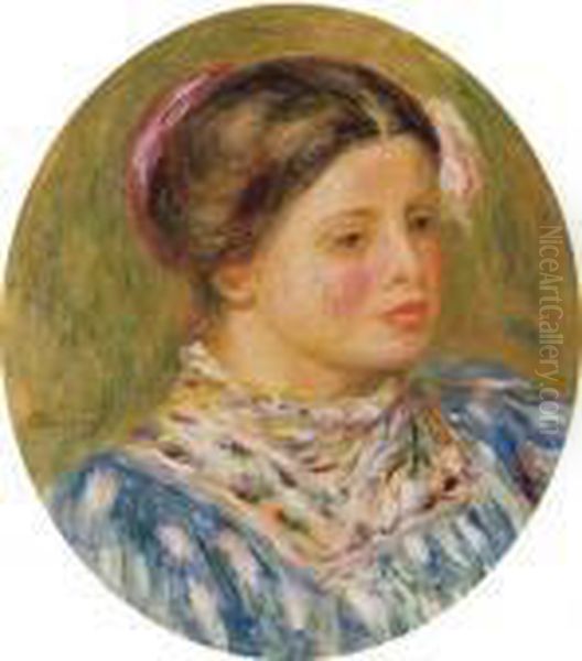 Jeune Fille En Bleu Oil Painting by Pierre Auguste Renoir