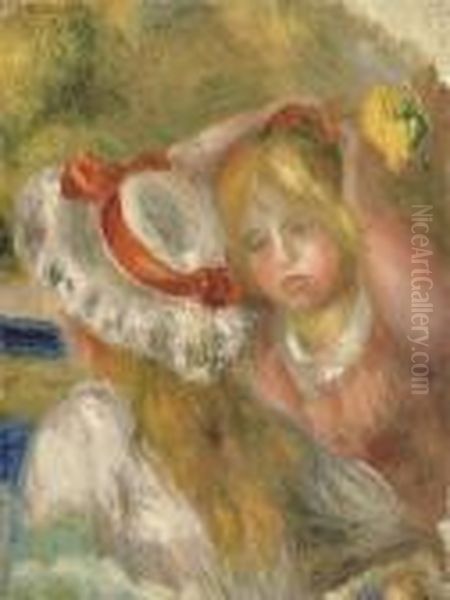 Chapeau Au Ruban Rouge Oil Painting by Pierre Auguste Renoir