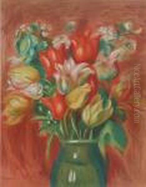 Bouquet De Tulips, A Group Of Seventy-three Large Edition Prints Oil Painting by Pierre Auguste Renoir