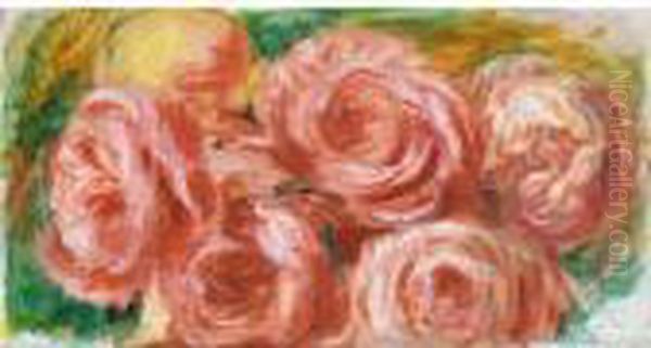 Les Roses Rouges Oil Painting by Pierre Auguste Renoir