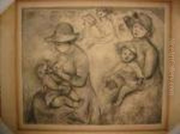 Trois Equis De Maternite Oil Painting by Pierre Auguste Renoir