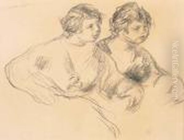 Deux Jeunes Femmes Oil Painting by Pierre Auguste Renoir