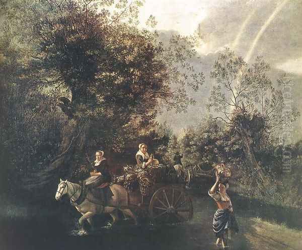 Crossing a Creek 1669 Oil Painting by Jan Siberechts