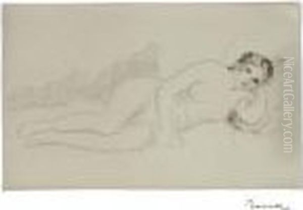 Femme Nue Couchee, (tournee A Droite) 1re Planche Oil Painting by Pierre Auguste Renoir