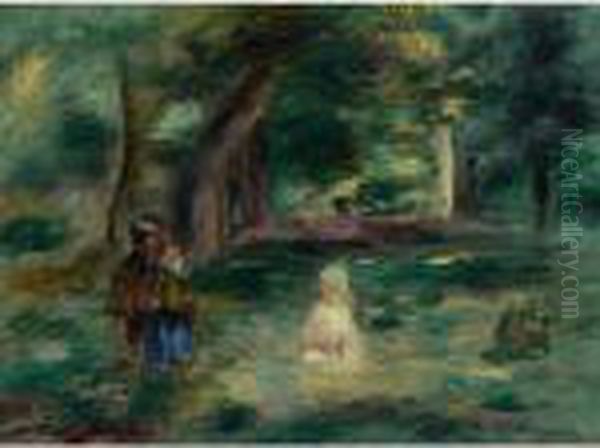 Trois Personnages Dans Un Paysage Oil Painting by Pierre Auguste Renoir