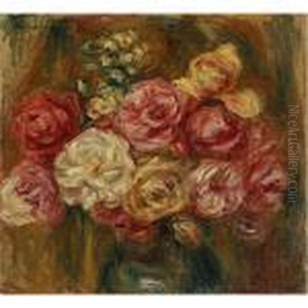 Bouquet De Roses Oil Painting by Pierre Auguste Renoir