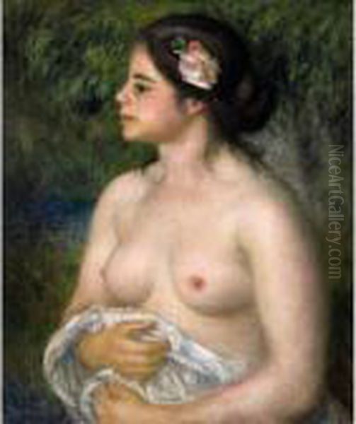 Gabrielle A La Rose Oil Painting by Pierre Auguste Renoir