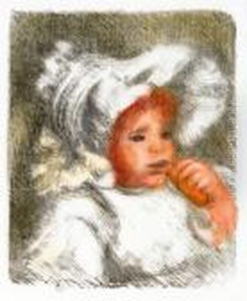 Enfant Au Bisquit Oil Painting by Pierre Auguste Renoir