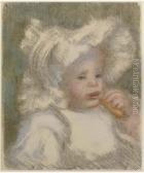 L'enfant Au Biscuit (jean Renoir) (d.; S. 31) Oil Painting by Pierre Auguste Renoir