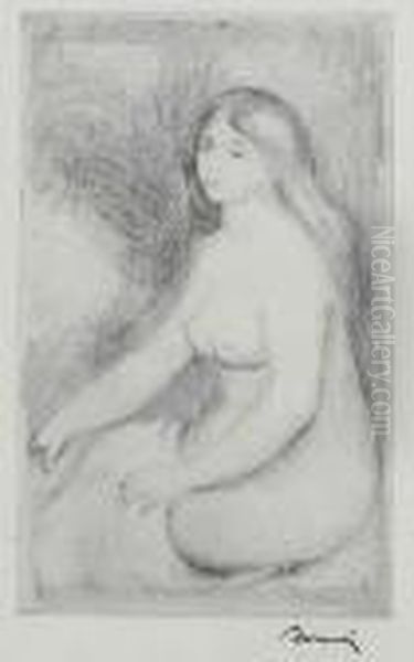 Baigneuse Assise Oil Painting by Pierre Auguste Renoir