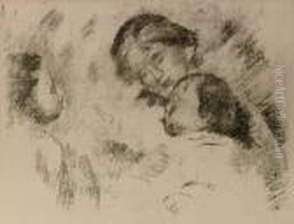 Une Mere Et Deux Enfants Oil Painting by Pierre Auguste Renoir