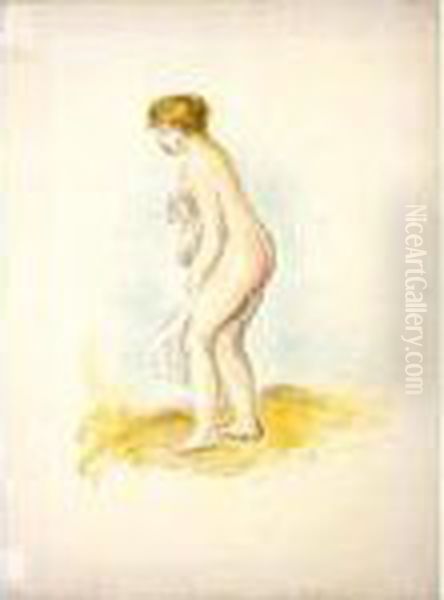 Baigneuse Debout En Pied Oil Painting by Pierre Auguste Renoir