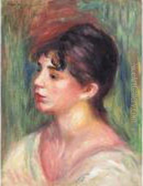 Portrait De Jeune Femme Oil Painting by Pierre Auguste Renoir