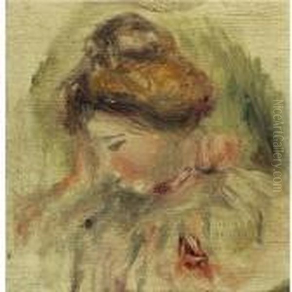 Tete De Femme Oil Painting by Pierre Auguste Renoir