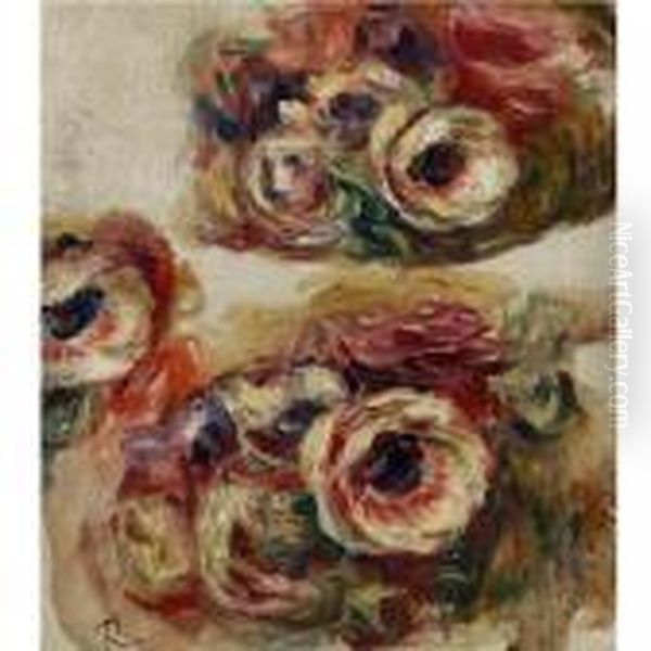 Anemones (fragment) Oil Painting by Pierre Auguste Renoir