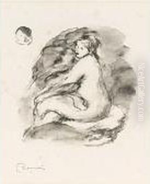 Study Of A Seated Nude Oil Painting by Pierre Auguste Renoir