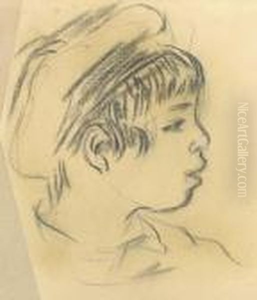 Enfant Coiffe D'un Beret Oil Painting by Pierre Auguste Renoir