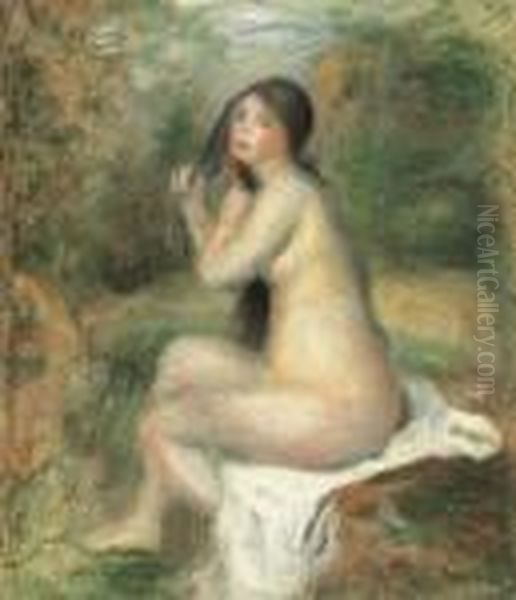 Baigneuse Assise Oil Painting by Pierre Auguste Renoir