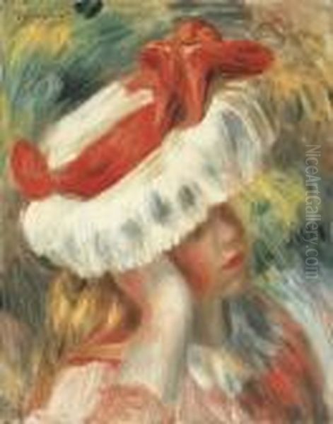 Jeune Fille Au Chapeau Oil Painting by Pierre Auguste Renoir