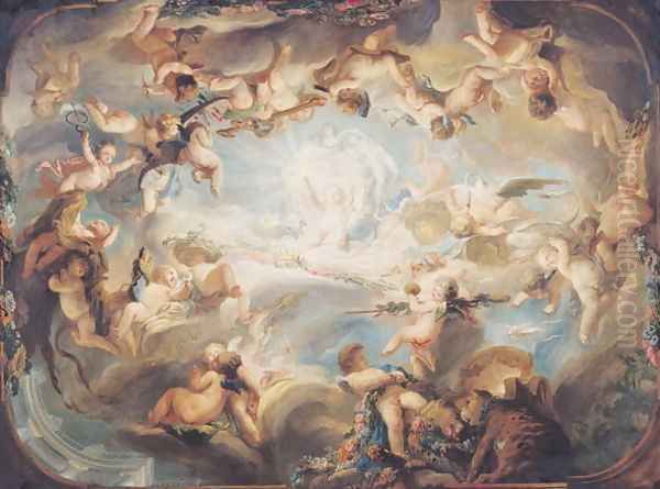 The Triumph of Cupid over all the Gods, 1752 Oil Painting by Gabriel De Saint Aubin