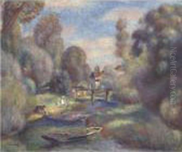 La Passerelle A Essoyes Oil Painting by Pierre Auguste Renoir