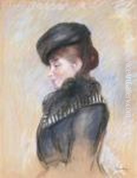 Femme A La Toque Oil Painting by Pierre Auguste Renoir