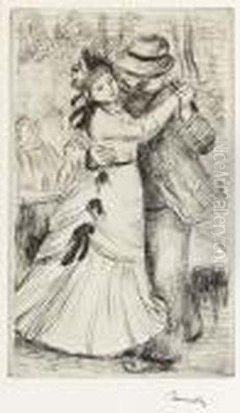 La Danse A La Campagne Oil Painting by Pierre Auguste Renoir