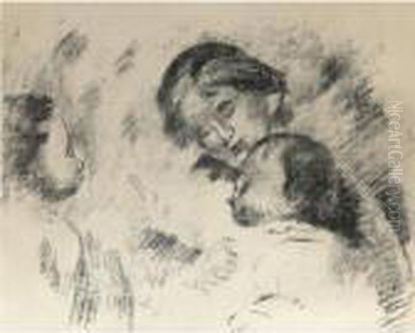 Une Mere Et Deux Enfants (d.; S. 54) Oil Painting by Pierre Auguste Renoir