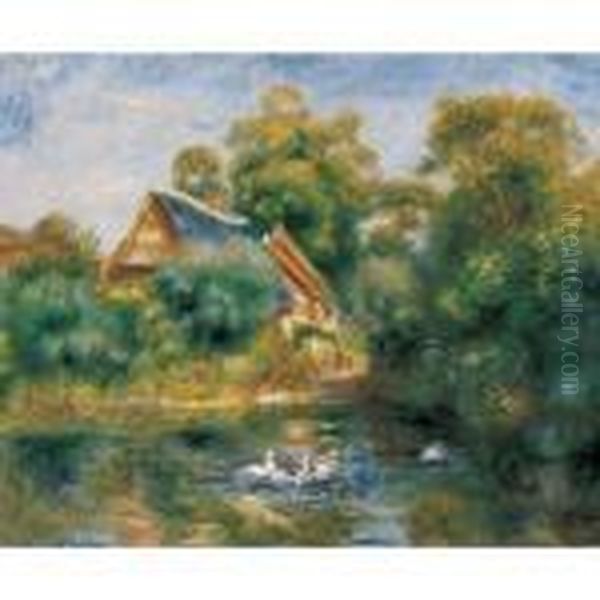 La Mare Aux Oies Oil Painting by Pierre Auguste Renoir