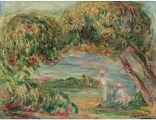 Deux Femmes Dans Un Paysage Oil Painting by Pierre Auguste Renoir