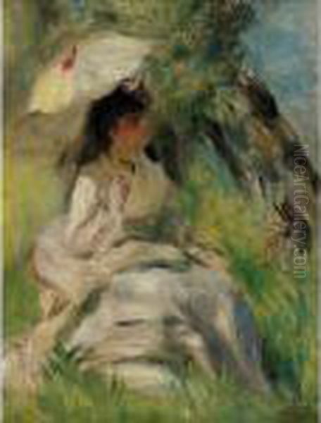 Jeune Femme A L'ombrelle Oil Painting by Pierre Auguste Renoir