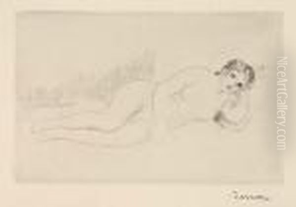 Femme Nue Couchee (tournee A Droite), 1re Planche Oil Painting by Pierre Auguste Renoir