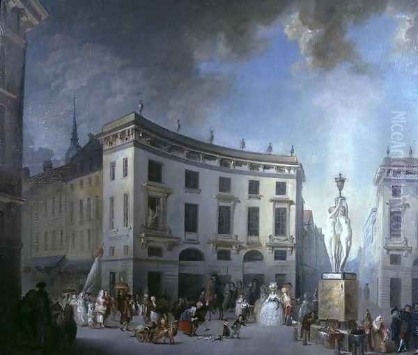 A Wedding Procession in Amiens Oil Painting by Gabriel De Saint Aubin