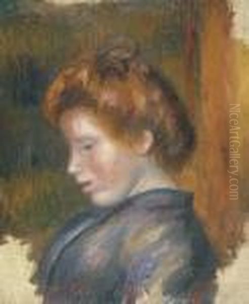 Tete De Jeune Femme Oil Painting by Pierre Auguste Renoir