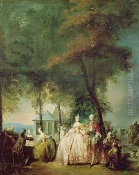 Promenade at Longchamp, c.1760 Oil Painting by Gabriel De Saint Aubin