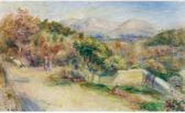 Vue De Prise Des Collettes, Cagnes Oil Painting by Pierre Auguste Renoir