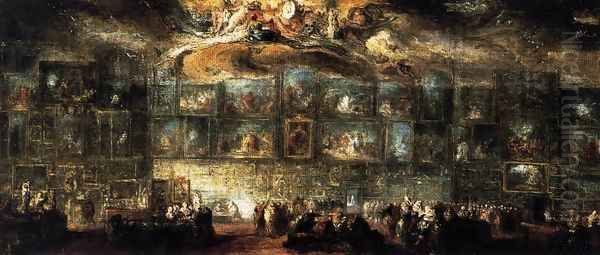 The Salon of 1779 2 Oil Painting by Gabriel De Saint Aubin