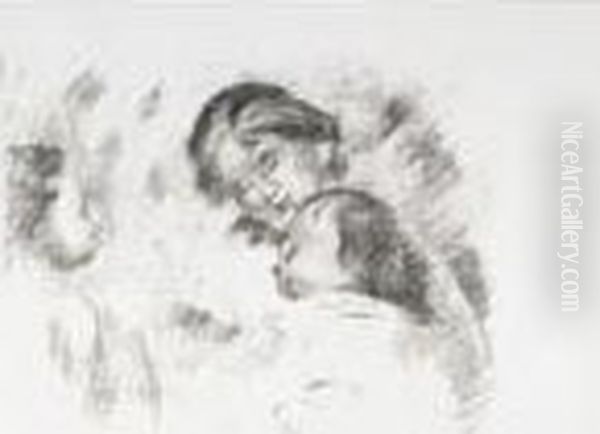 - Une Mere Et Deux Enfants 4,000-4,500 Gbp Oil Painting by Pierre Auguste Renoir