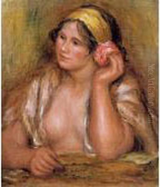 Gabrielle Au Collier Vert Oil Painting by Pierre Auguste Renoir