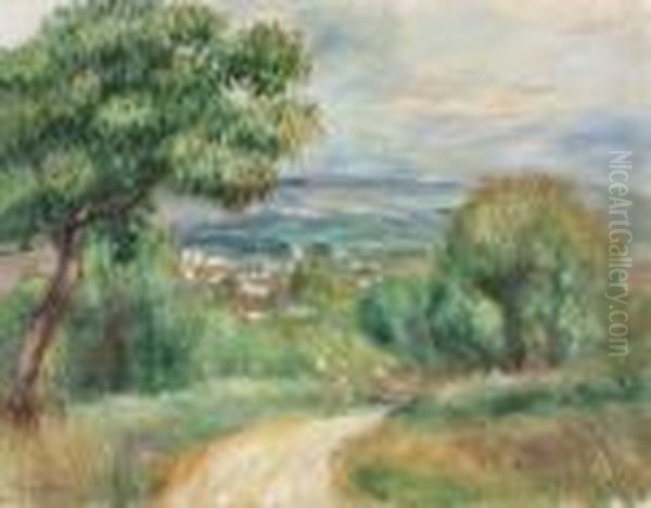 Paysage Aux Environs D'essoyes. Oil Painting by Pierre Auguste Renoir